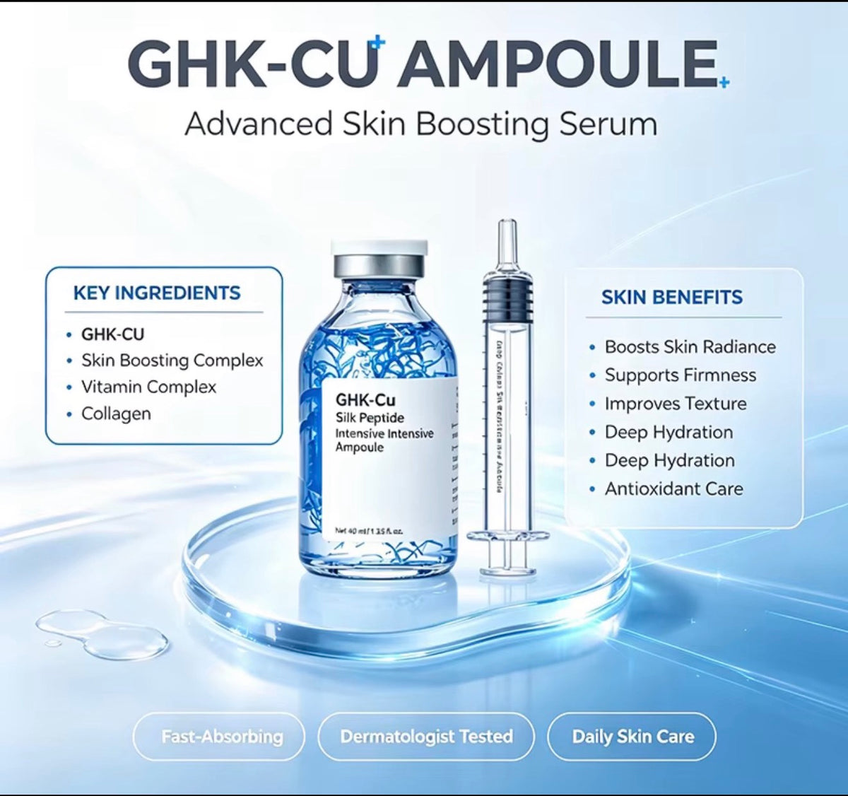 GHK-Cu Silk Peptide Ampoule – Skin Boosting Serum 40ml
