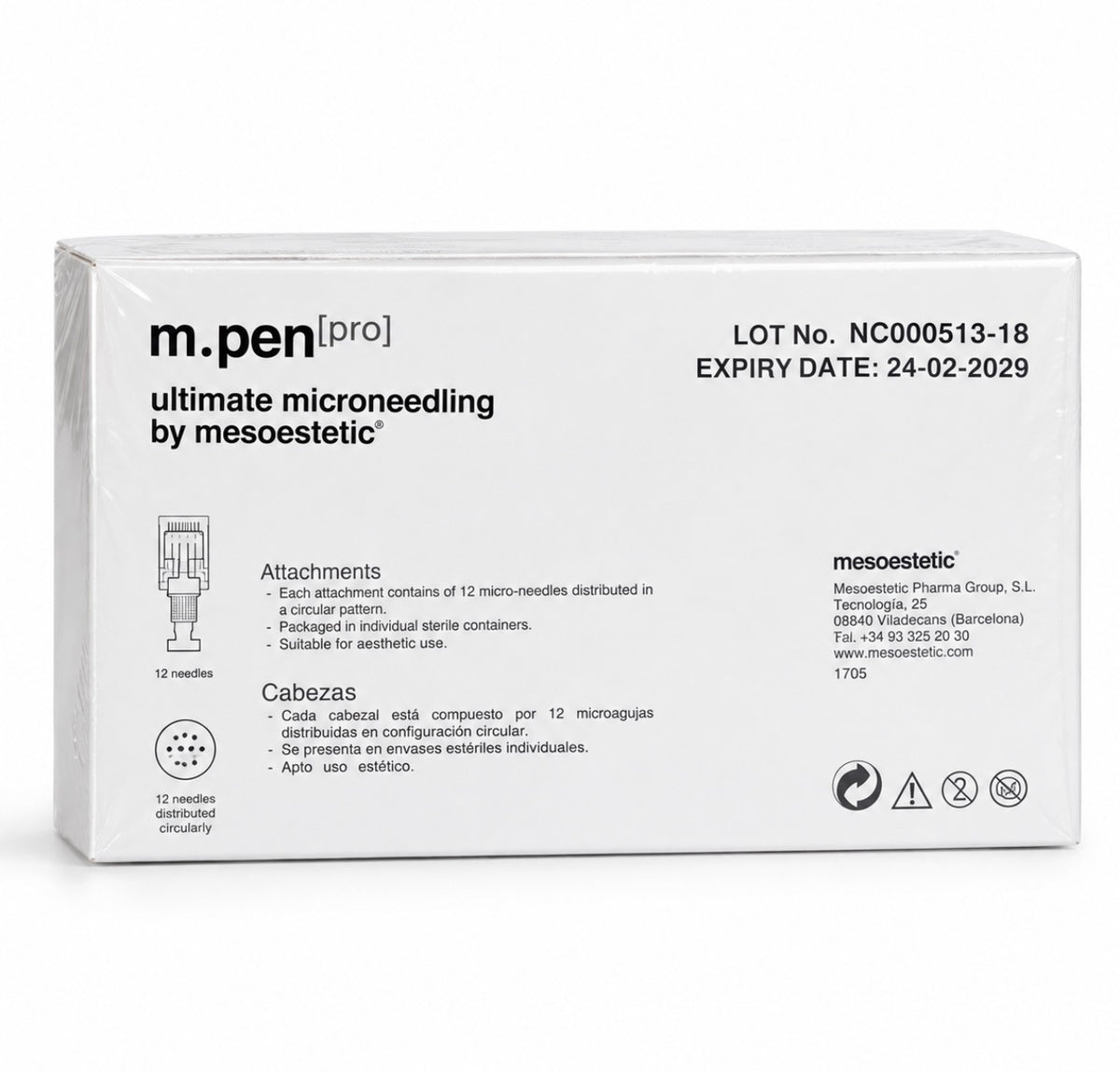 Mesoestetic m.pen Pro 12-Needle Microneedling Cartridges – Pack of 10
